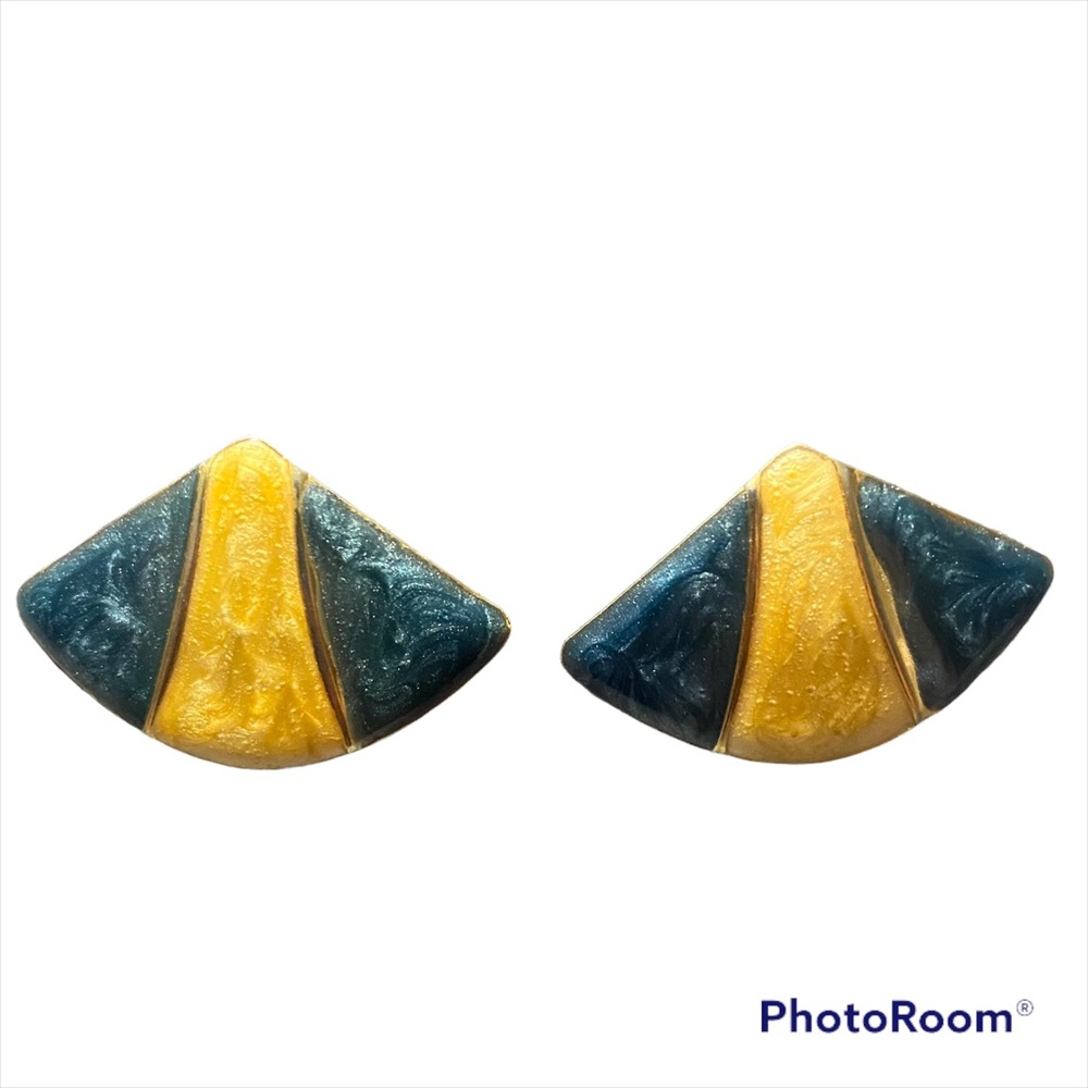 Vintage Enamel Fan Earrings